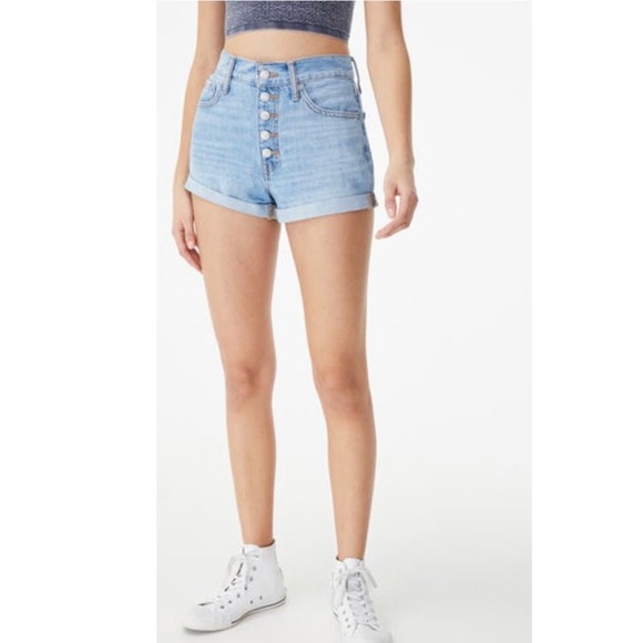 AEROPOSTALE High-Rise Denim Jean 5 Button Fly Mom Shorts Sz. 00 - Picture 1 of 4